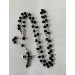 Handgemaakt - zwarte parels Maria en heilig hart van Jezus